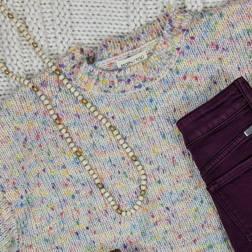 Ivory Wood & Metal Bead Necklace